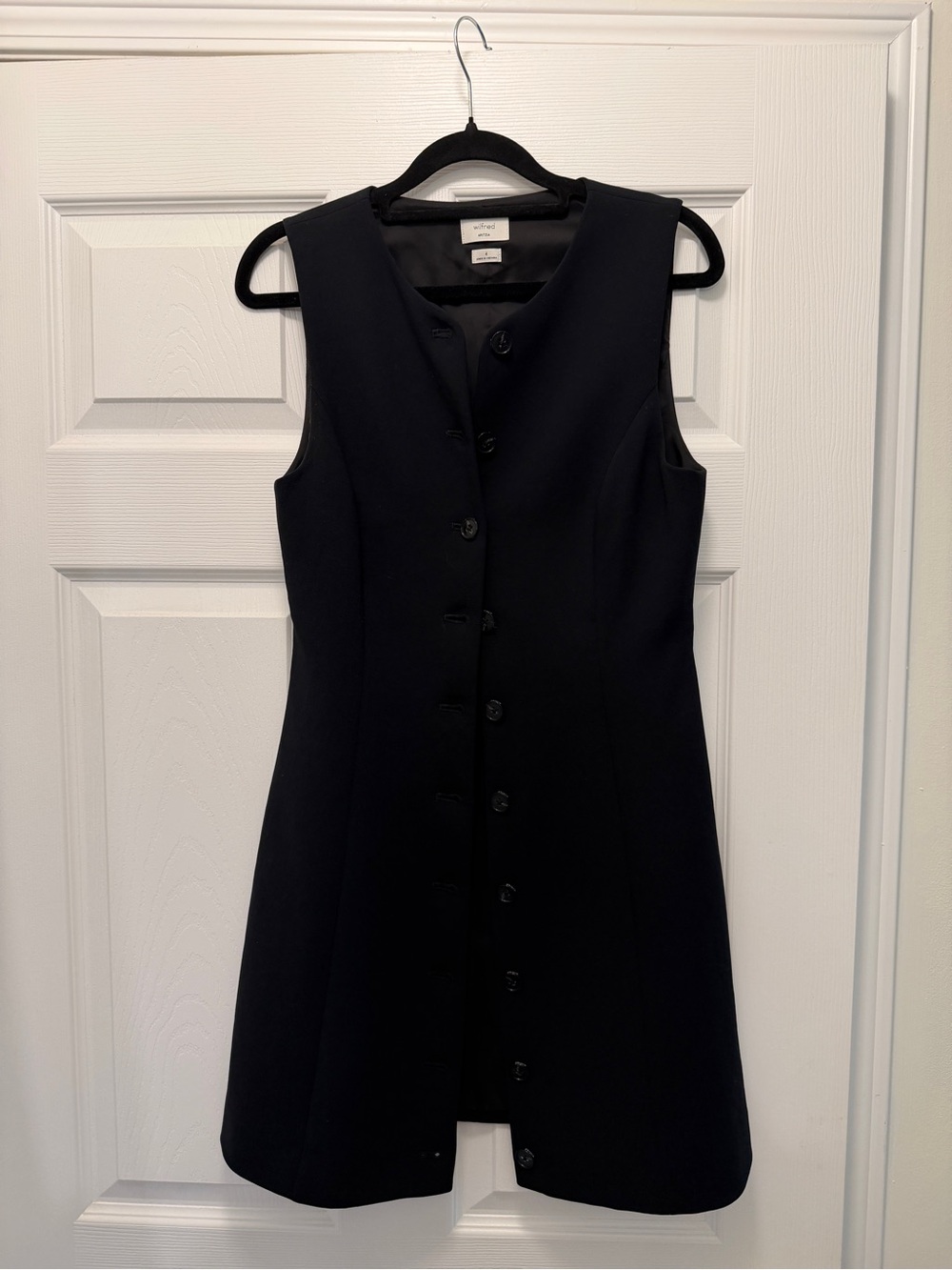 Wilfred Regal Crepette Black Button-Front Dress